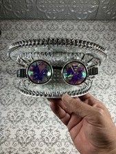 Silver Steampunk Captain Hat, Rivet Rhinestone Goggles Steampunk Caps
