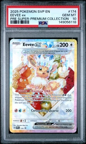 2025 POKEMON PRISMATIC EVOLUTIONS SUPER-PREMIUM COLLECTION #174 EEVEE EX PSA 10