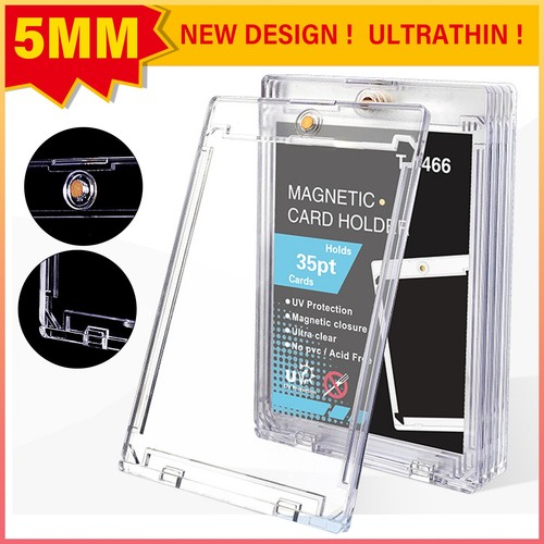 TPVUPC 12 Pièces Protèges Cartes Magnétique, 35PT Etui Magnetique Carte Tcg, Acrylique Transparent Etui à Cartes de Collection, Magnetic Trading Card Holder pour Carte Magic, MTG, Sport, Baseball