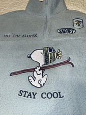 NEW Peanuts Snoopy Winter Sherpa Pullover 1/4 Zip Size M NWT Baby Blue