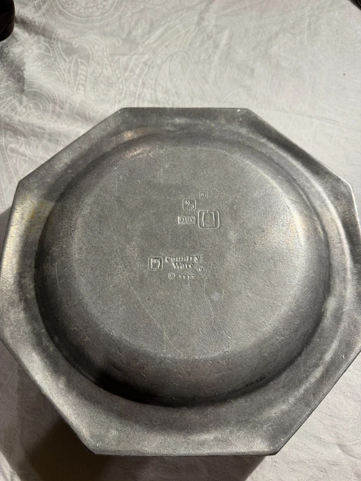 "Juego de 6 sellos de búho de colección años 70 Country Ware octágono 300 placa de peltre/cargador C 12""" Foto 3 de 4