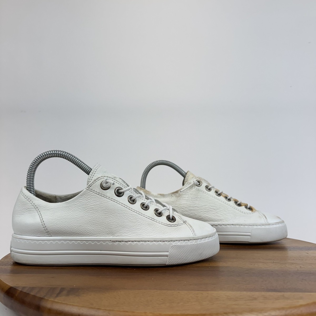 Womens Paul Green Hadley White Leather Platform Comfort Casual
