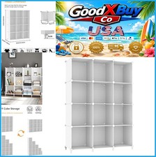12 Cube Storage Organizer 11.8 Inch White DIY Stackable Shelves Bookshelf