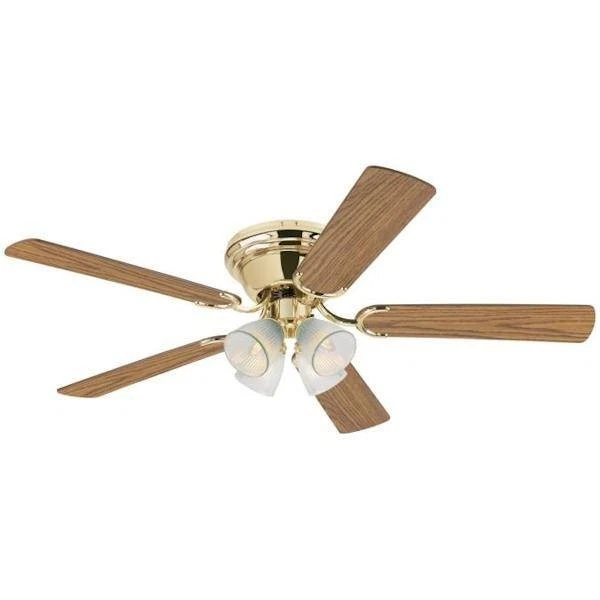 Westinghouse 52" Polished Brass Finish Walnut/Oak Reversible Blade Ceiling Fan - Image 2 of 4