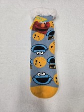 Sesame Street Sherpa Lined Nonslip Grippers Soft Safety Cookie Monster Socks