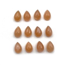 Natural Peach Moonstone Pear Cabochon Loose Gemstone Lot 12 Pcs 4 6 MM 6.9 CT