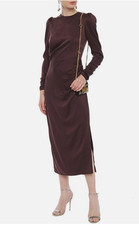 ZIMMERMANN  Brown Stretch Silk Ruched Midi Dress 3