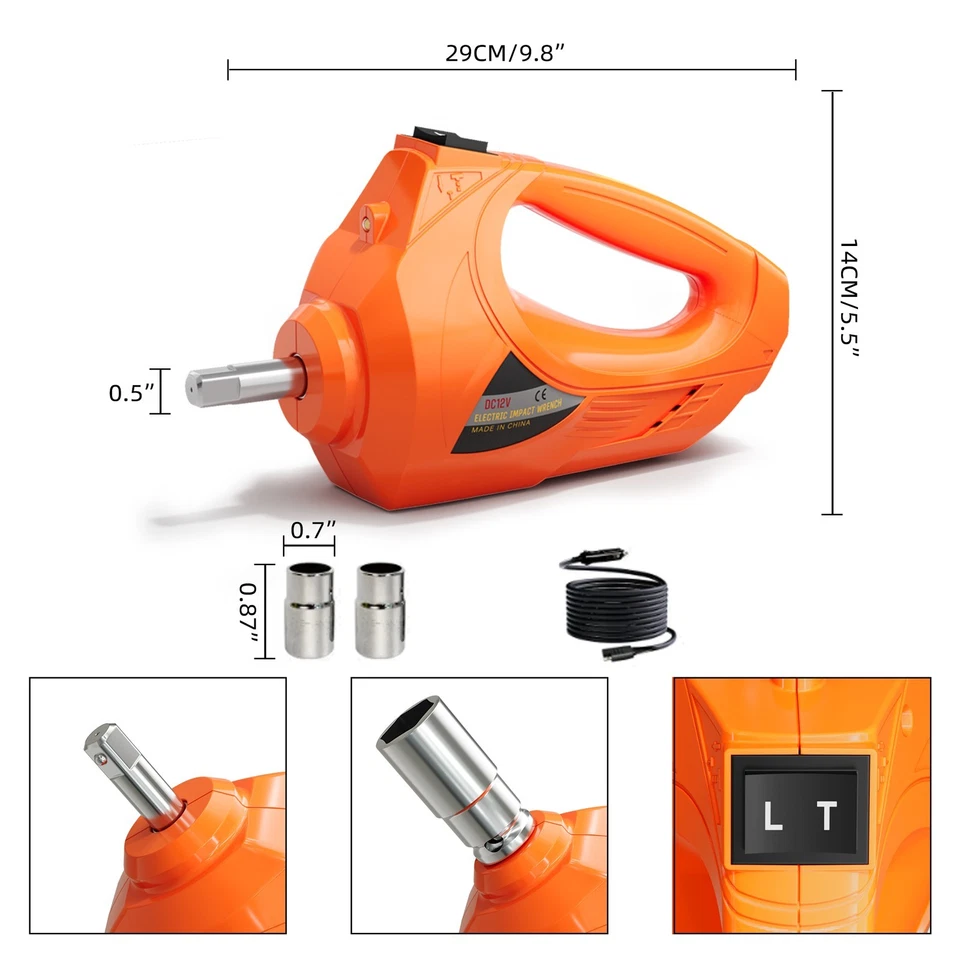 5 Ton 12V Hydraulic Car Floor Jack Kit Electric Car Jack w/Tire Inflator Pump Foto 4 de 4