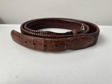 Brown Full Grain Leather  Brass Buckle Men  s Dress Belt 46  Long