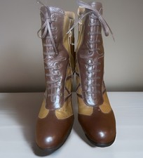 Women s Stuart Wiseman brown lace up Victorian Ankle Boots sz 8 Cosplay Attire