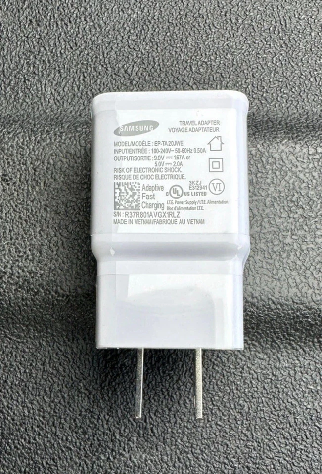 ADAPTADOR DE VIAJE SAMSUNG ADAPTABLE CARGA RÁPIDA ENCHUFE PARED BLOQUE EP-TA20JWE, 2X Foto 2 de 4