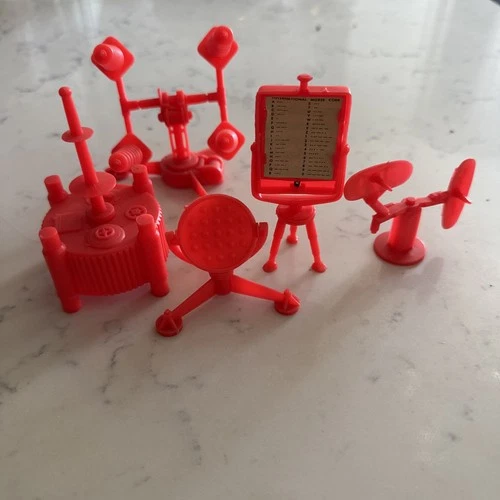 Vintage Marx Moon Base playset Red Space Command Accessories Signal Blinker Etc