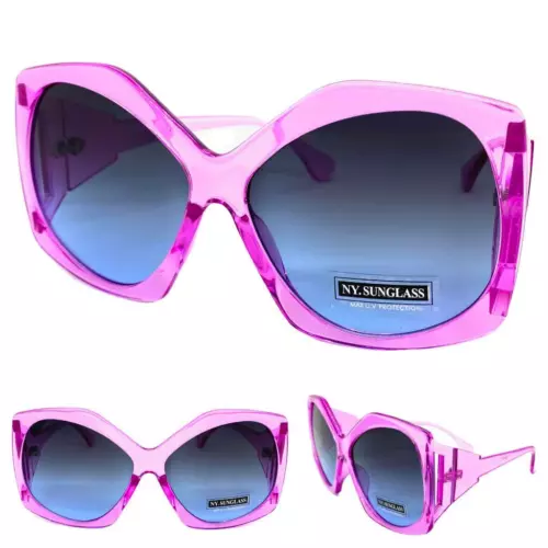 OVERSIZE EXAGGERATED VINTAGE RETRO Style SUNGLASSES Large Huge Big Fuchsia Frame