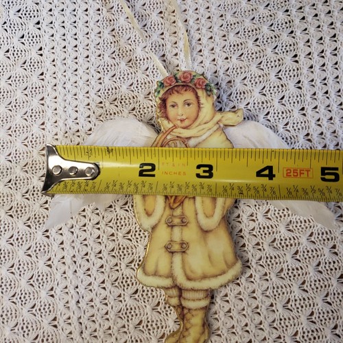 Vintage Porcelain Angel Feathered Wings Ornament Russ Berrie company Ornament - Picture 9 of 9