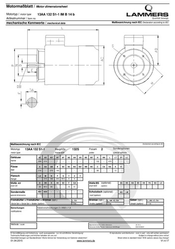 Drehstrommotor mit Flansch, 5,5 kW, B5/B35/B14a/B14b, 3000 U/min, IE3, 400/690 V - Bild 7 von 9