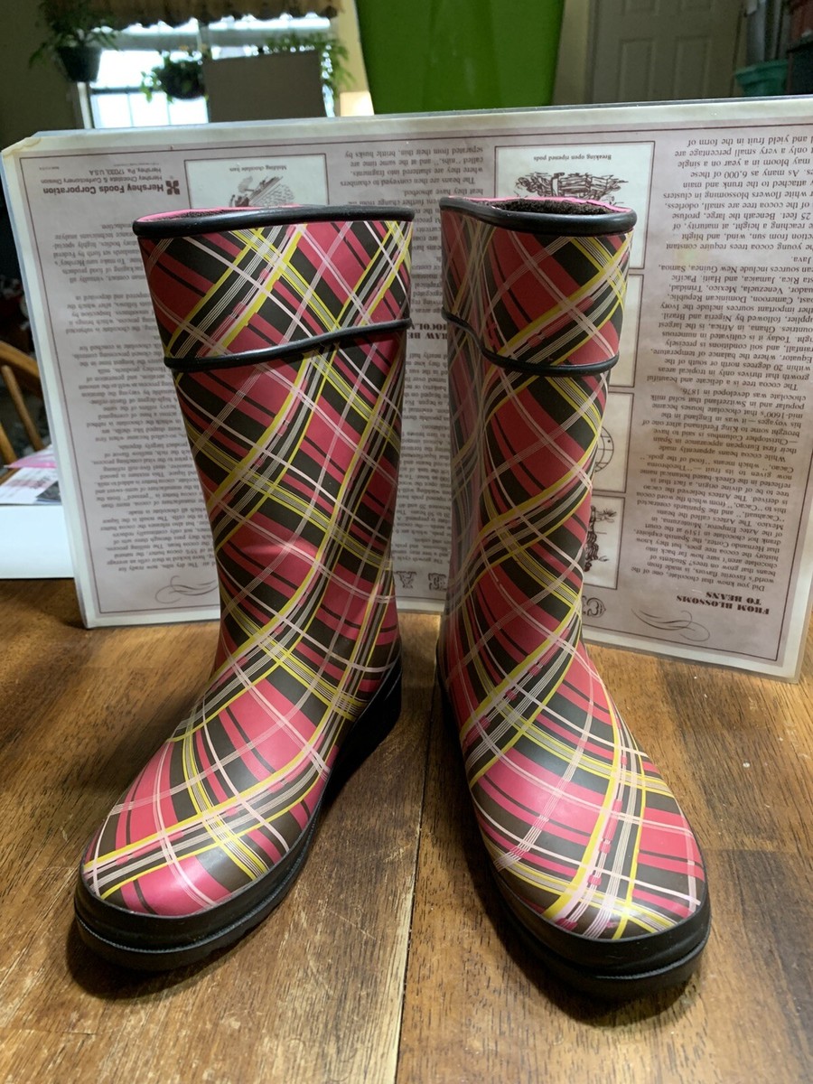 Sperry top sider girls rain boot sz 13 pelican pink/pink Plaid