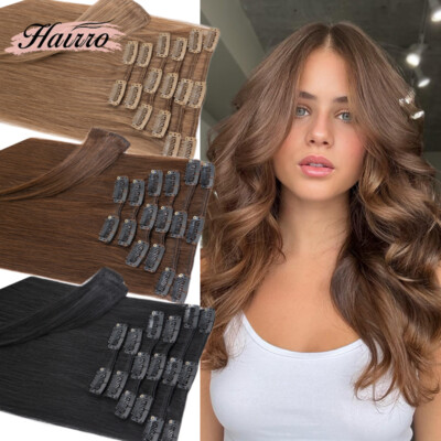 Double Drawn Clip In 9A+ Real Remy Human Hair Extensions 8PCS 18CLIPS Full Head