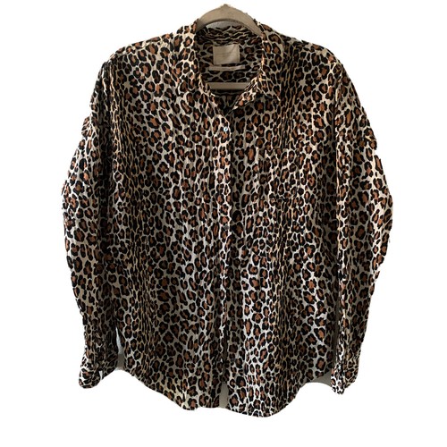 Maison Scotch Soda Shirt Large Multicolor Animal Leopard Print Button Up Collar