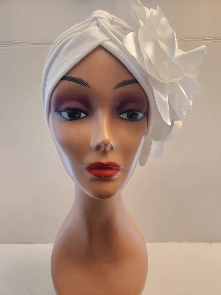 Designer Turban Fascinator Wedding Derby Bridal Church Tea Party Headwrap Hat - Image 3 of 4