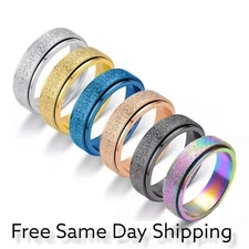 Stainless Steel Rotating Spinner Wedding  Ring Unisex, Men Women Fashion Jewelry