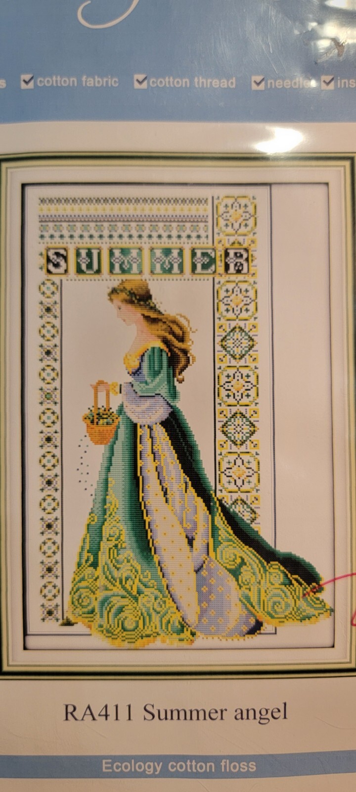 New Captain Crafts Cross Stitch Kit RA411 Summer Angel Fabric Thread Instruction