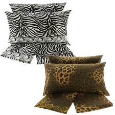 Completo Lenzuola Flanella Matrimoniale 2 Piazze Invernale Leopardo Zebra Safari