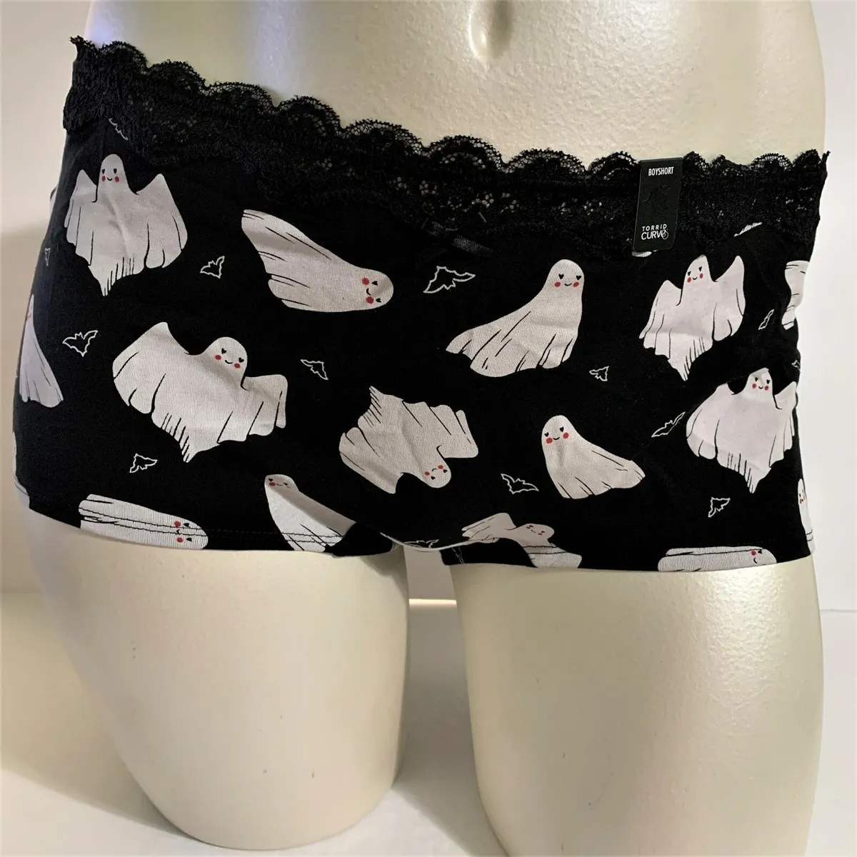 Torrid Boyshort Panties Underwear Wide Lace Ghosts Bat Halloween Plus Sz 3  22 24
