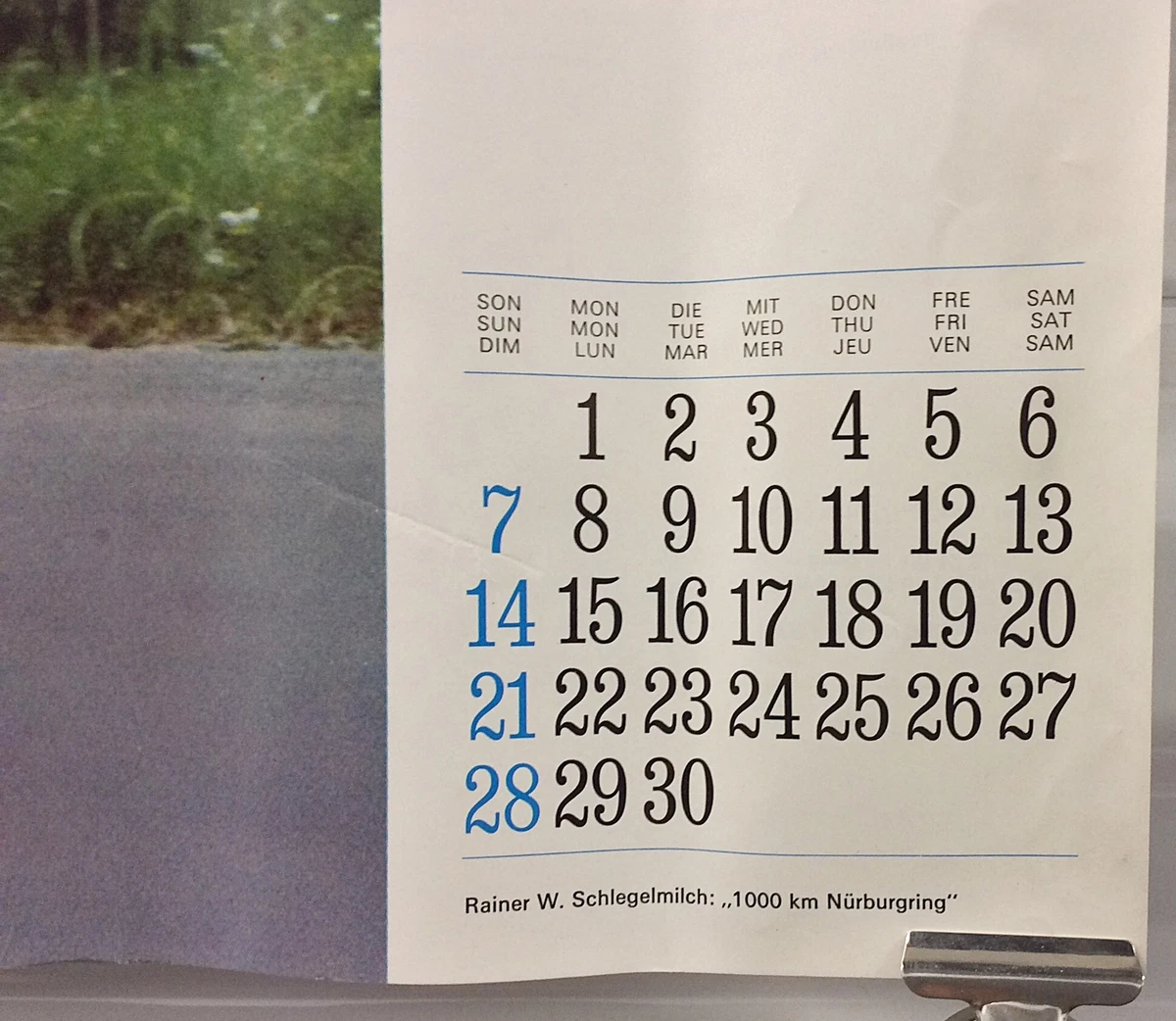 Vintage Grand Prix Racecar Poster Calendar for November 1971 19