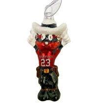 NCAA Texas Tech Red Raiders Glitter MASCOT BLOWN GLASS Ornament NEW