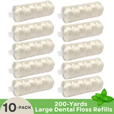 Dental Floss Mint Waxed 200 yards Bulk Pack Refill Floss, Large Jumbo Floss 10PK