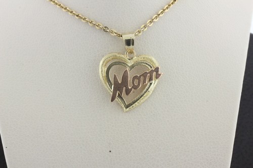 14K Yellow & Rose Gold MOM Heart Small Charm Pendant - Picture 2 of 7