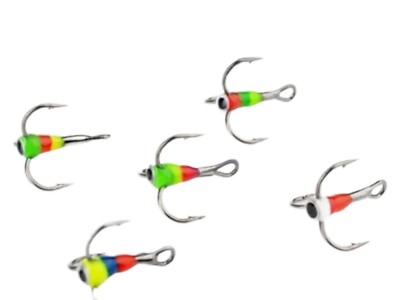 5 Stück Fish King Diamond-Eye Drillinge Drillingshaken  mit Perle Pilker-Haken