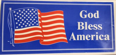 God Bless America Blue Flag Bumper Sticker 8.5 X 4 