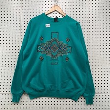 Vintage Arizona Hiked Grand Canyon Crewneck Sweatshirt Mens XL Green USA 23.5x27