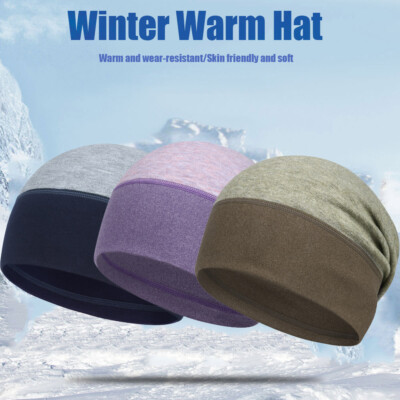 Winter Thermal Skull Cap Helmet Liner Fleece Running Beanie Hat for Cold  Weather