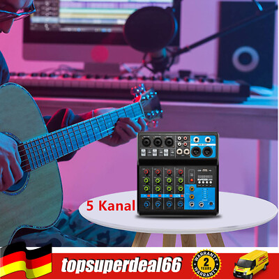Bluetooth Mixer USB Live Studio Audio Mischpult DJ Konsole Verst?rker M/5Kanal