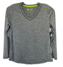 Xersion Womens XL Grey  V-Neck Stretch Quick Dry Shirt (W32) NWTs