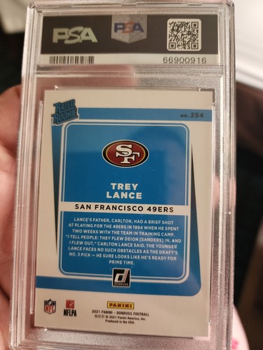 2021 PANINI DONRUSS #254 TREY LANCE RC RATED ROOKIE 49ERS PSA 10 - Picture 2 of 2