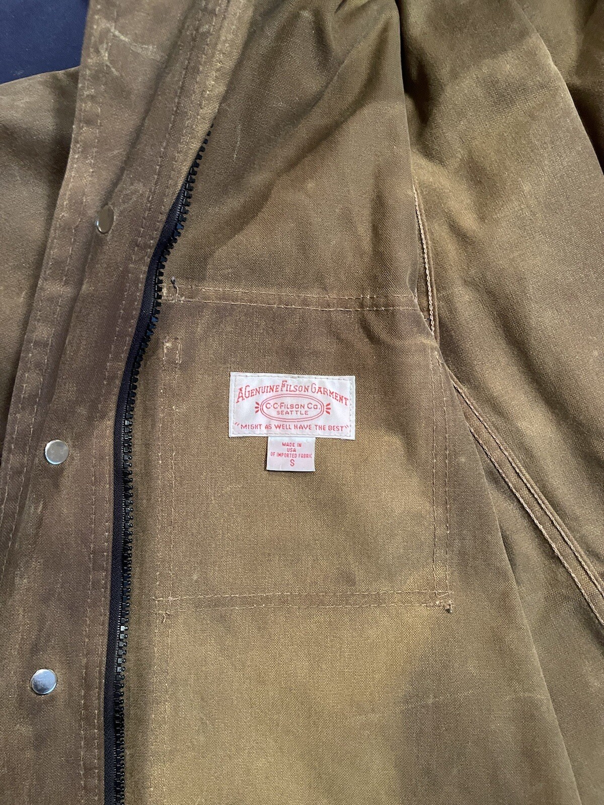 Filson Tin Cloth Jacket Style 10007 Size Small (fits … Gem