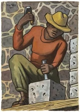 DIEGO RIVERA Art Poster or Rolled Canvas Print "HOMBRE MARTILLANDO PIEDRA"