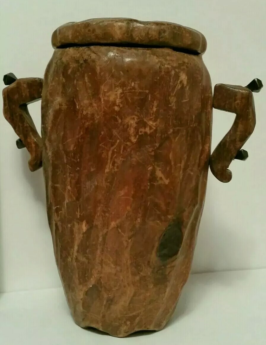 Arts and Crafts Handmade Wooden Vase With Lid by NOUART of