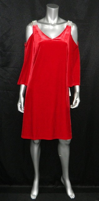 red velvet shift dress