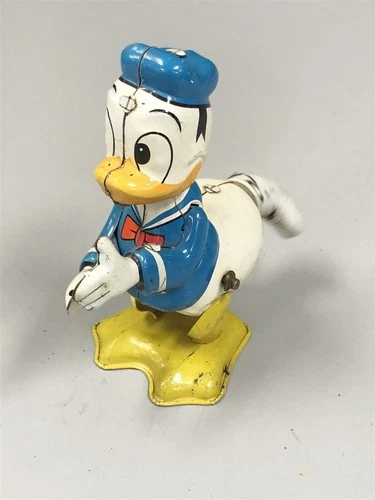 1950s MARX TIN WIND UP WALT DISNEY DONALD DUCK EXCELLENT WORKING