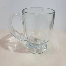 Clear Etched Floral Footed Glass Mug Dessert Drinkware