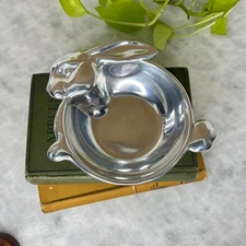 Arthur Court Designs Bunny Childrens Bowl Aluminum Rabbit Dish 6 Inch