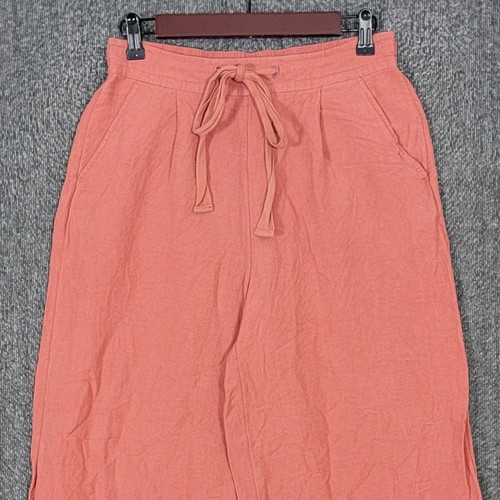 A New Day Pants Womens Small Salmon Pink Linen Blend High-Rise Wide Leg - Picture 2 of 14
