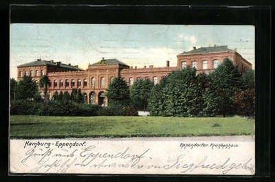 Hamburg-Eppendorf, Ansichtskarte, Blick auf das Eppendorfer Krankenhaus 1903 