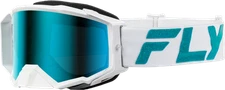 Fly Racing Zone Elite Goggle White/Teal W/ Light Grn Mirror/Smoke Lens 37-51907