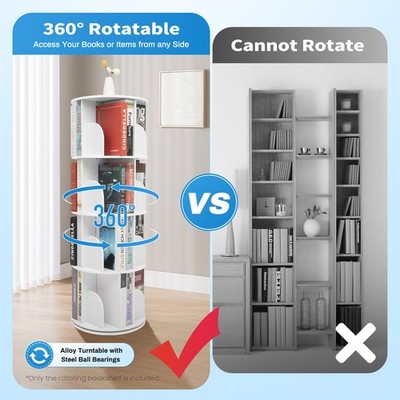 4-Tier 360° Rotating Bookshelf Bookshelf Organizer Floor Standing Storage Shelf