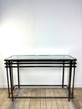 Console en métal argenté fumé années 2000